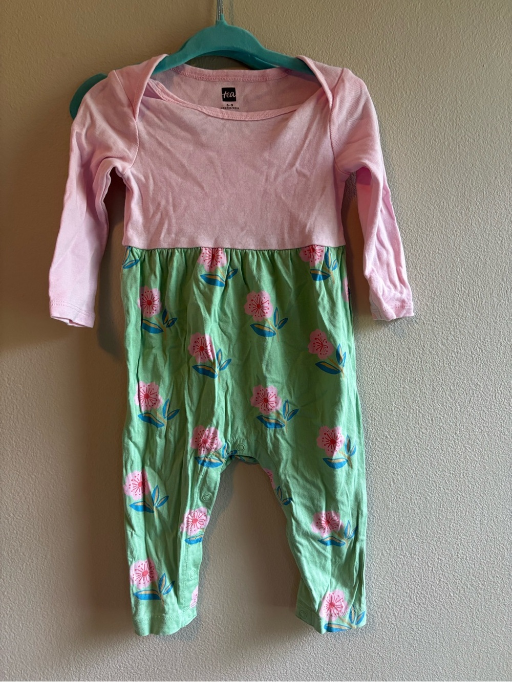 Tea Collection Pink and Green Floral Jumpsuit Romper